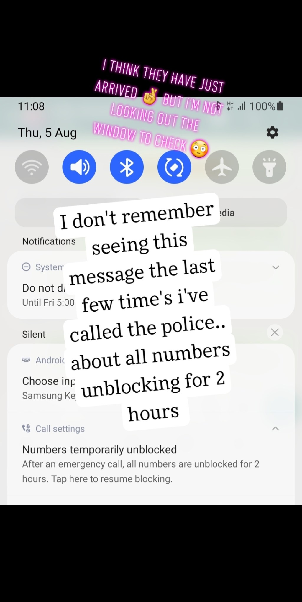So I ended up calling the police about the neighbours&nbsp;again…