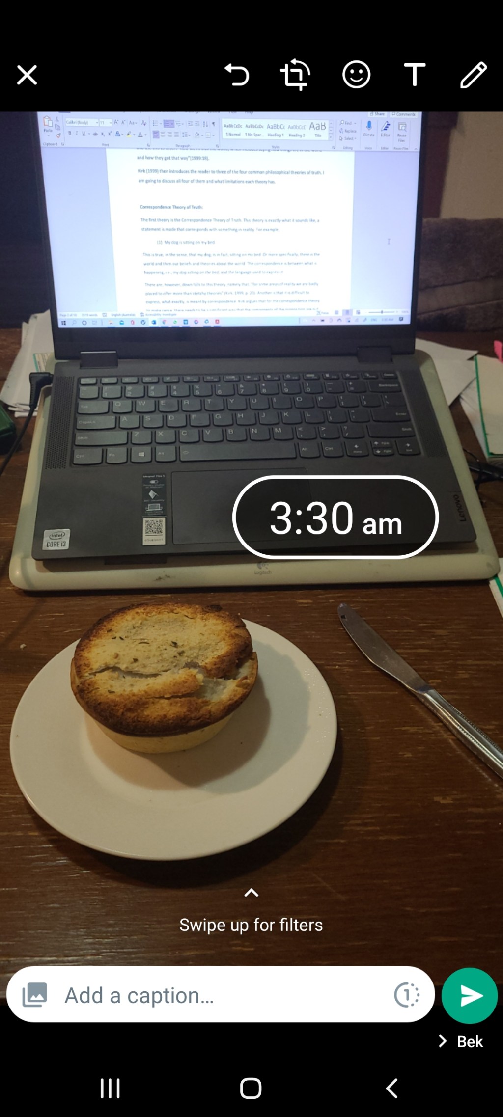 Mmm 3:30 am vegan pie study&nbsp;snack