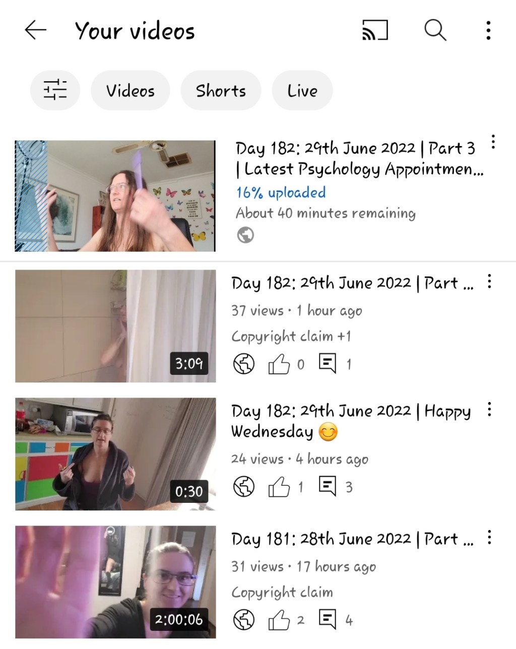 Just seen that I haven’t uploaded a number of videos that I have made since last night&nbsp;..